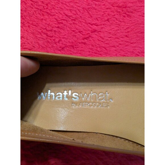 Vintage Whats What Aerosoles Loafers 6 M Tan Leather Square Toe 90s Y2K - Picture 4 of 9